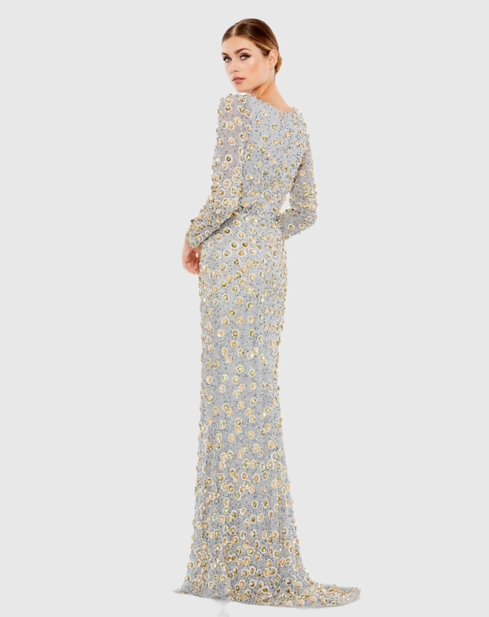Embellished Long Sleeve High Neck Gown - Www.Shopthatapp.ca