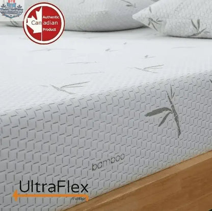 UltraFlex SolidSleep mattress and boxspring set featuring gel-infused firm foam, reversible design, pressure relief, and cooling technology.