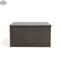 Krikacy dark brown outdoor storage box closed, front view, stylish patio organization solution with durable design for outdoor use