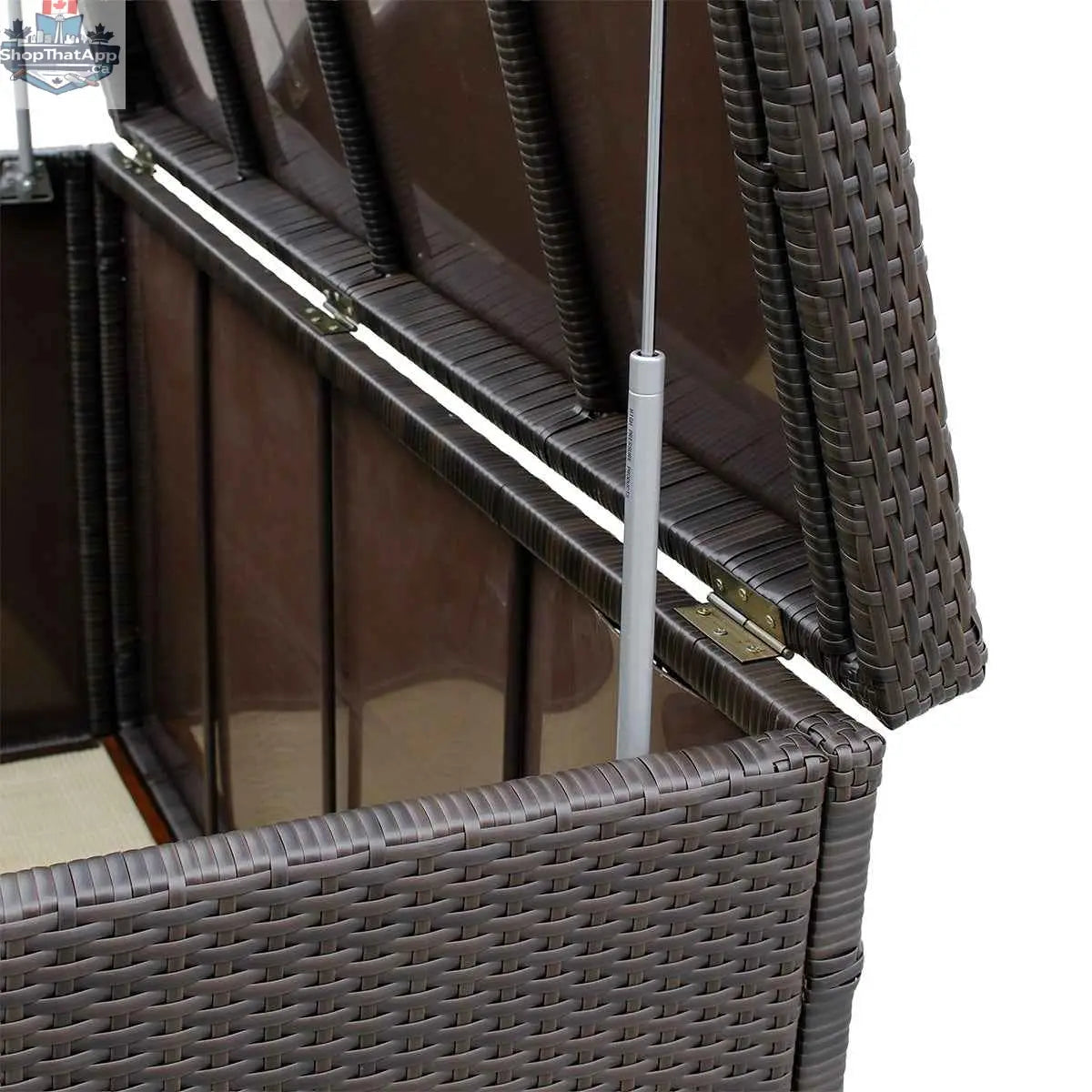Krikacy dark brown outdoor storage box with lid, ideal for stylish patio organization and outdoor storage solutions