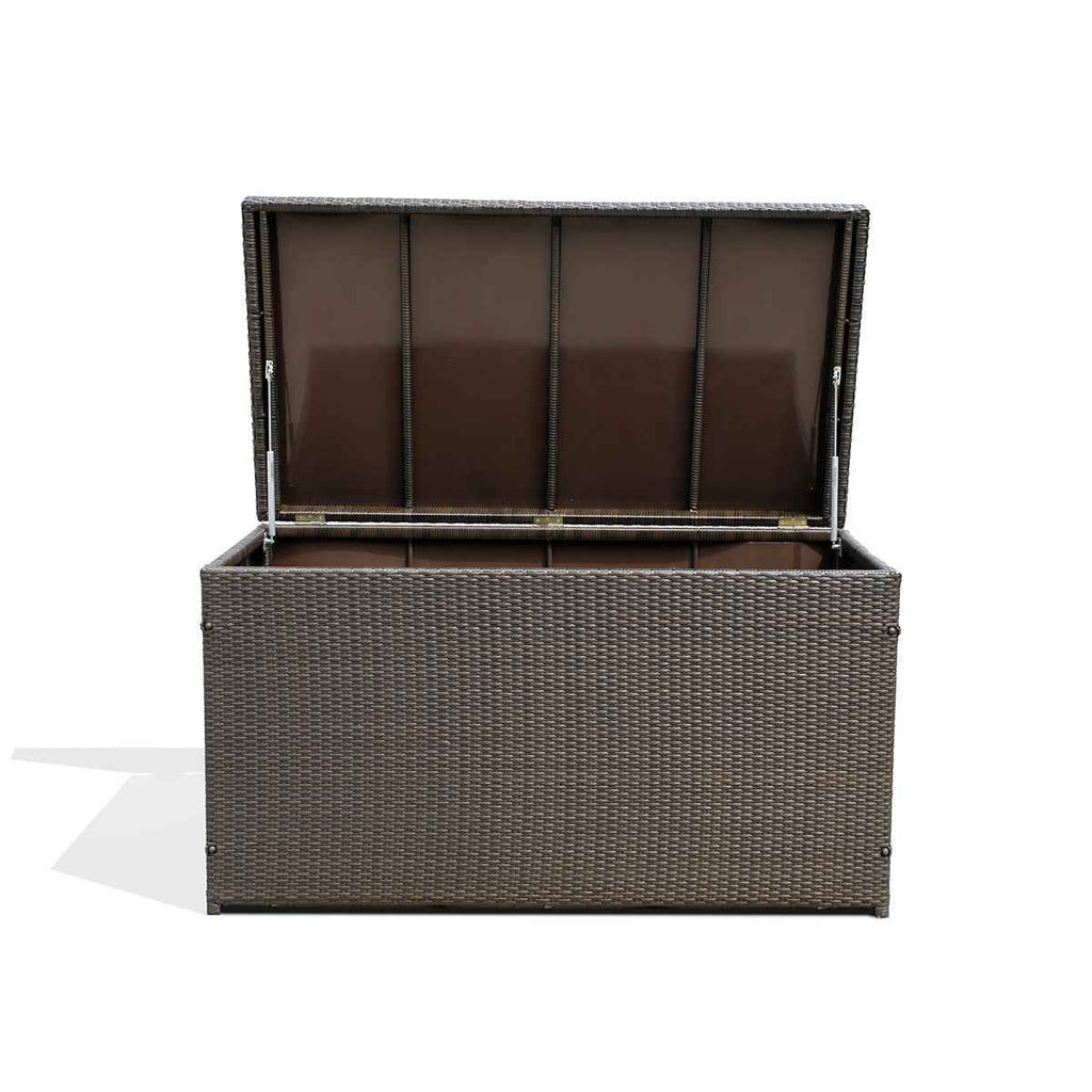 Dark Brown Outdoor Wicker Storage Box