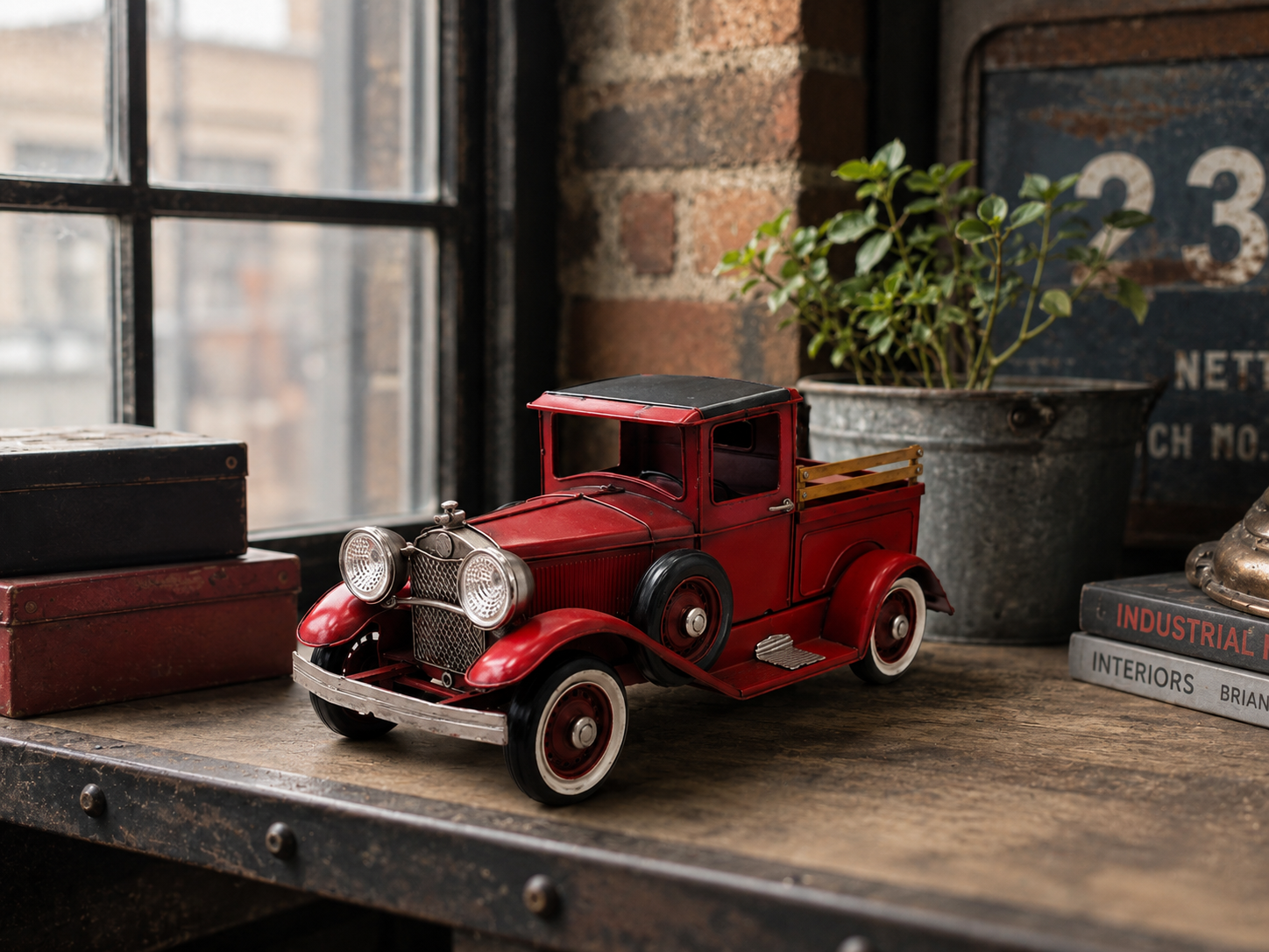 Classic Red Truck Décor: The Vintage Lighted Metal Truck That Brings Warmth and Character to Your Home