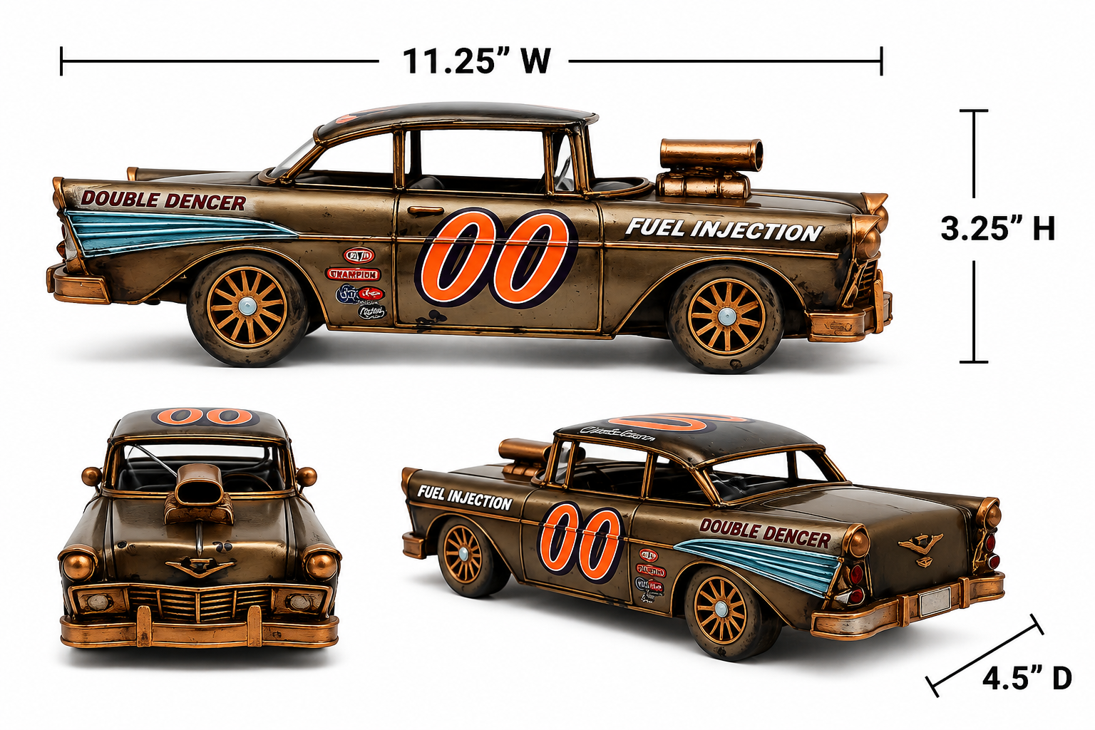 Vintage Metal Race Car Model Decor