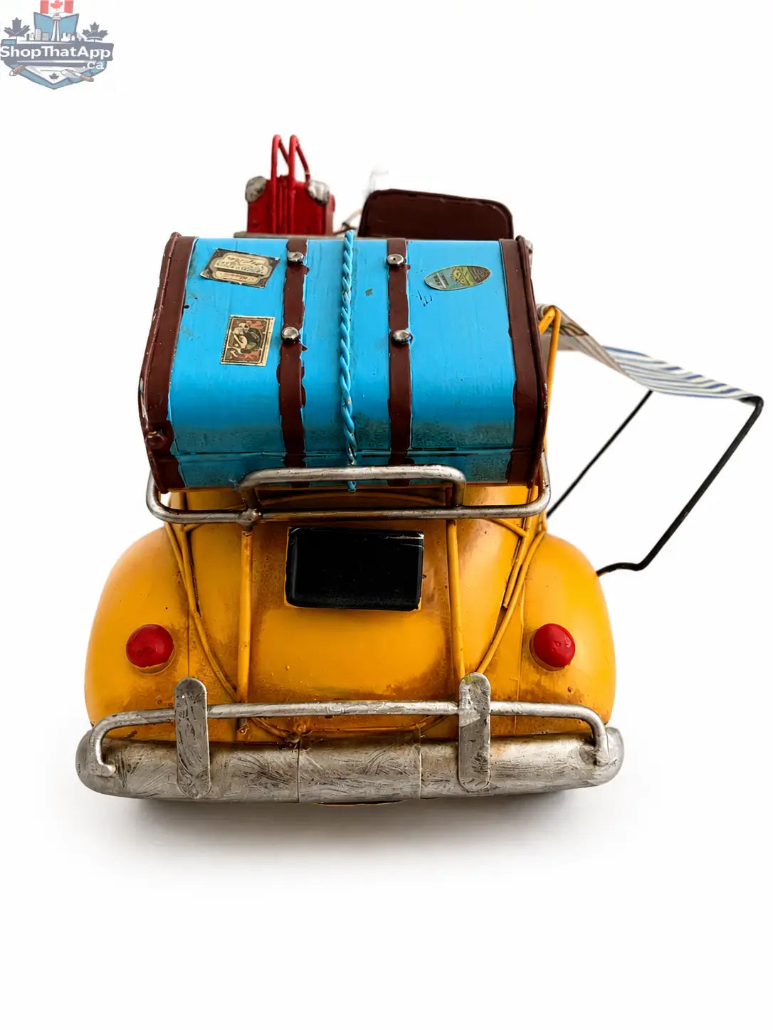 Vintage Beach Car Model with Fold-Out Awning — Handcrafted Coastal Beetle - Shopthatapp.ca