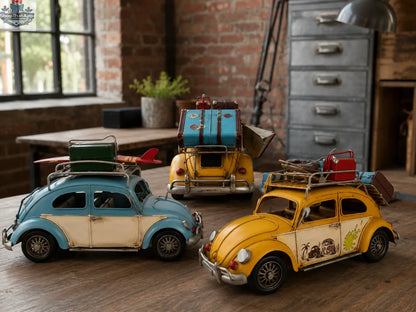 Vintage Beach Car Model with Fold-Out Awning — Handcrafted Coastal Beetle - Shopthatapp.ca