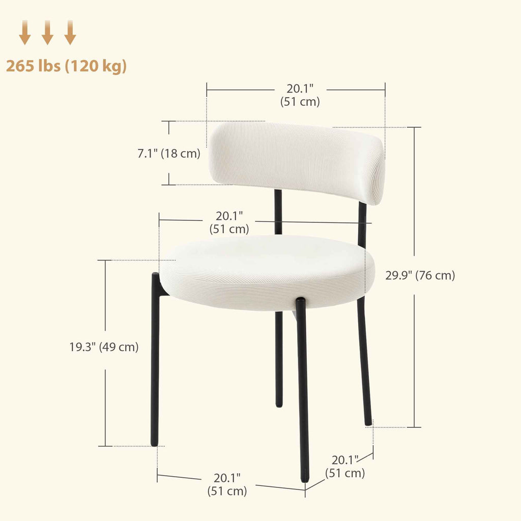 Avery 4 Pieces Modern Dining Chairs with Corduroy Upholstery-Beige