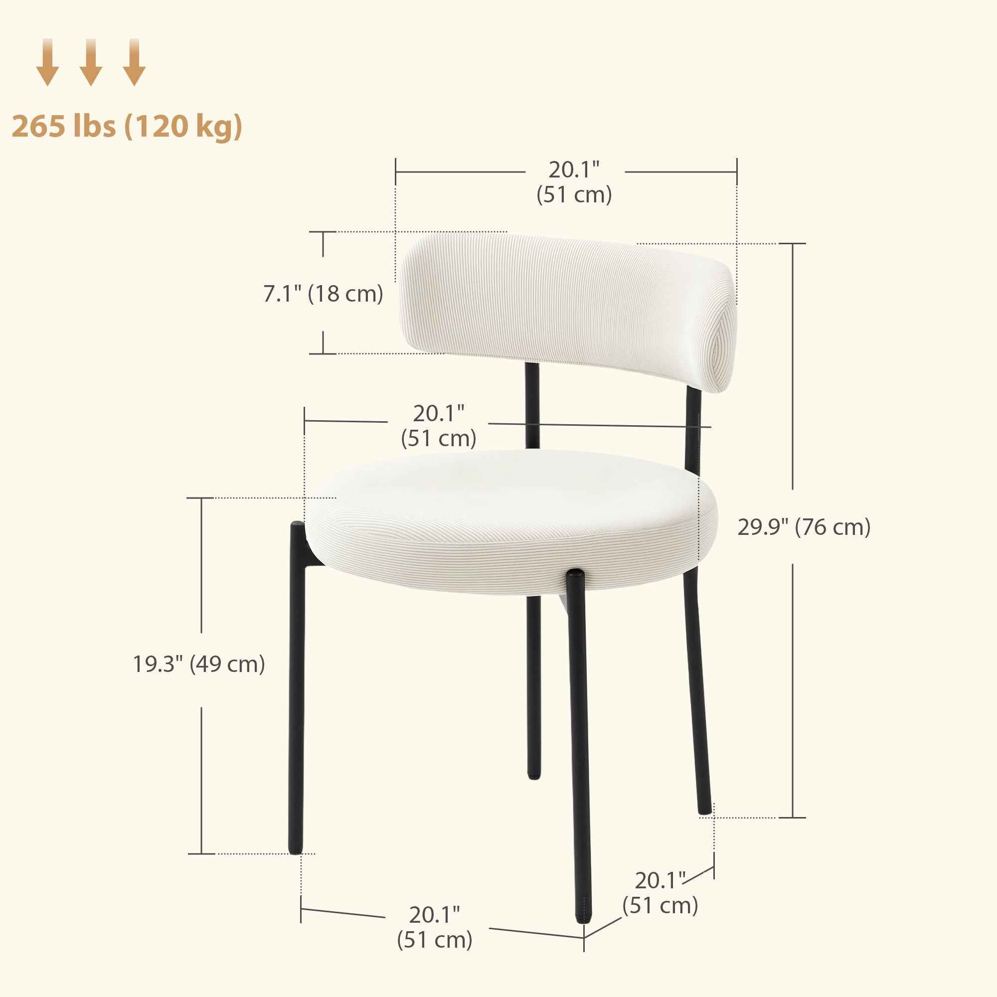 Avery 4 Pieces Modern Dining Chairs with Corduroy Upholstery-Beige