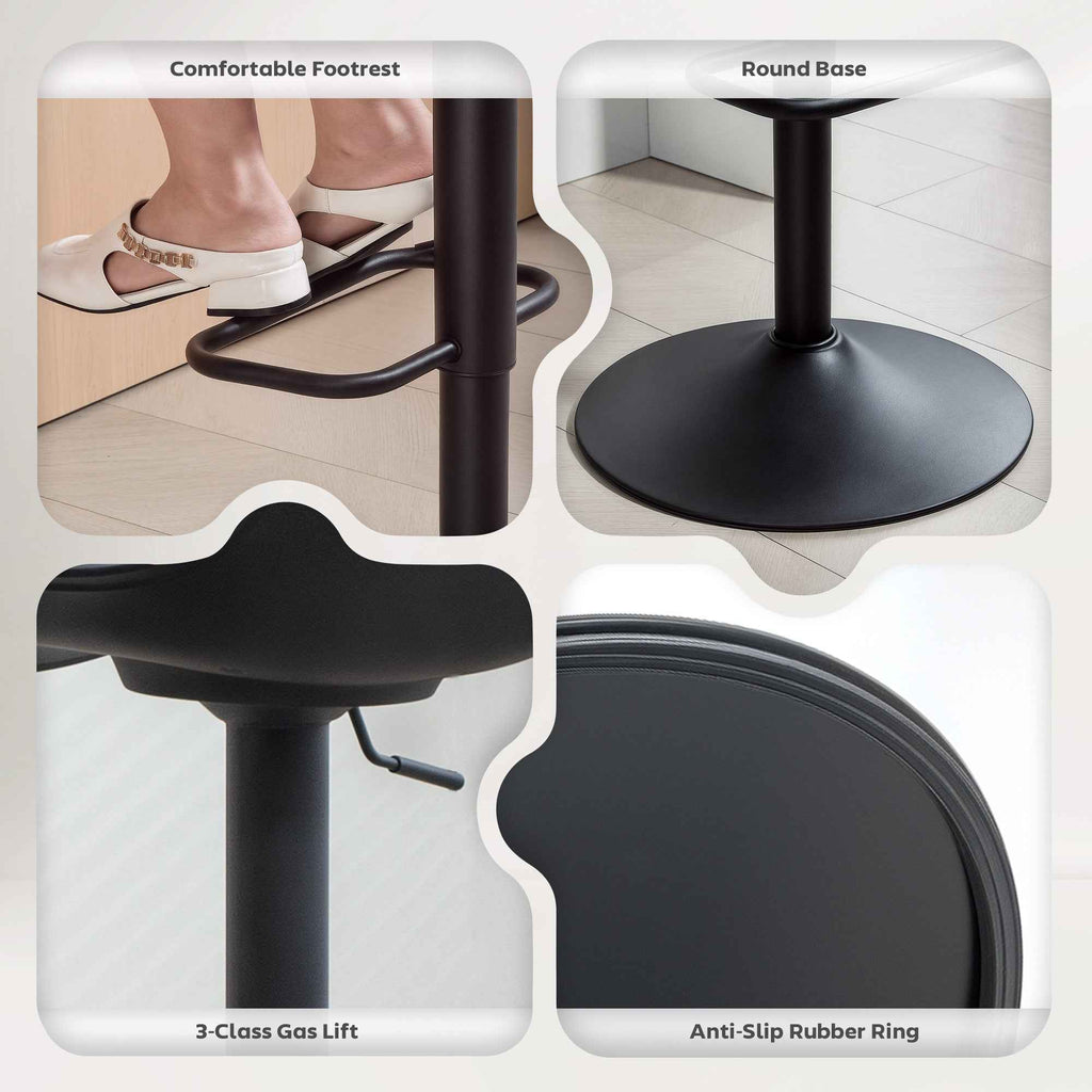 Zee Counter Height/Bar Stools Set of 2 with Adjustable Height and Swivel Seat-Black