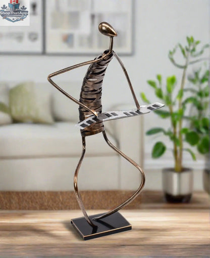 Handmade Bronze Piano Player Sculpture – 25-Inch Brushed Bronze Pianist Art - Shopthatapp.ca