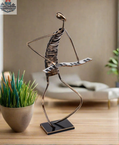 Handmade Bronze Piano Player Sculpture – 25-Inch Brushed Bronze Pianist Art - Shopthatapp.ca