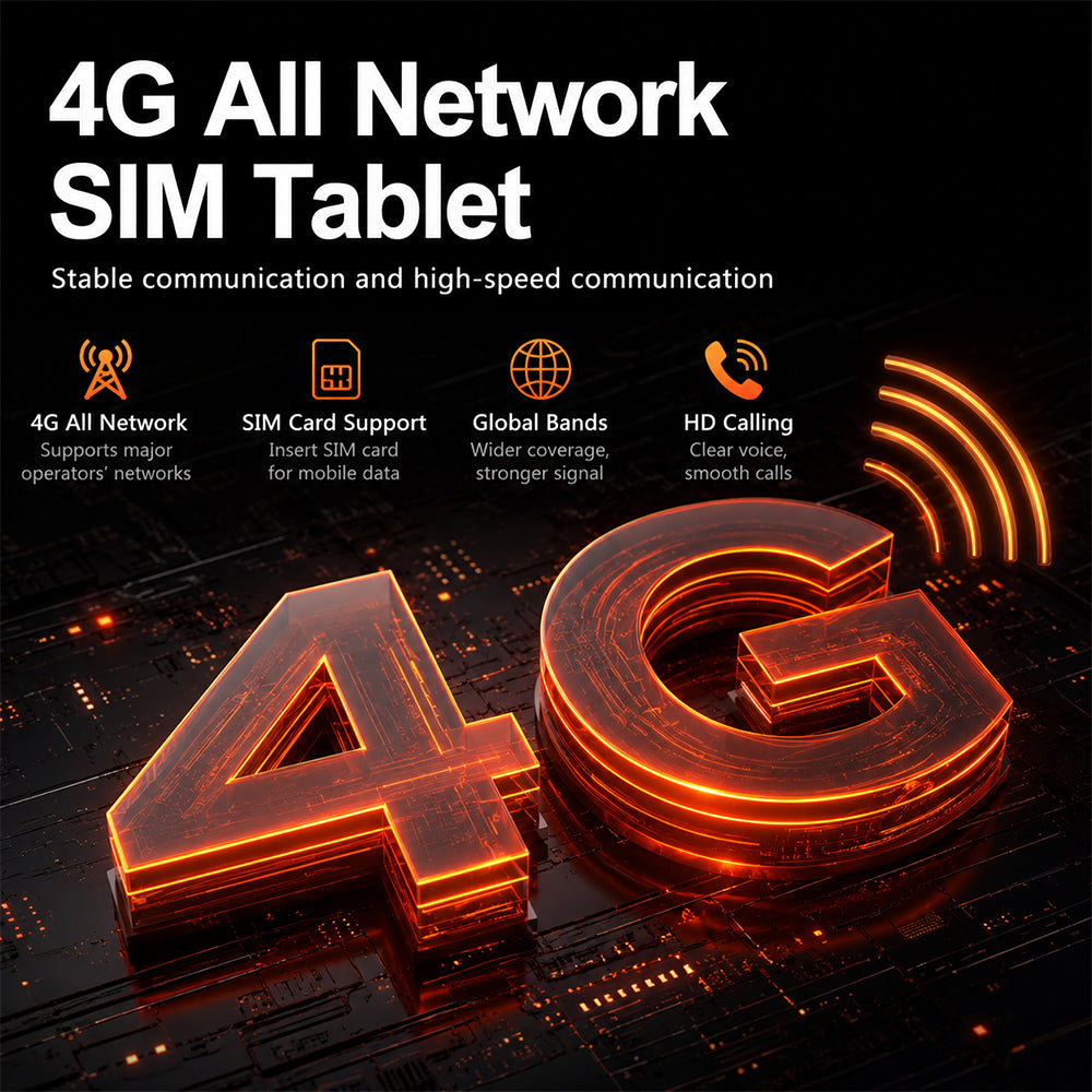 4G LTE Tablet – 10" HD Display 5000mAh Battery GPS 6GB RAM + 64GB