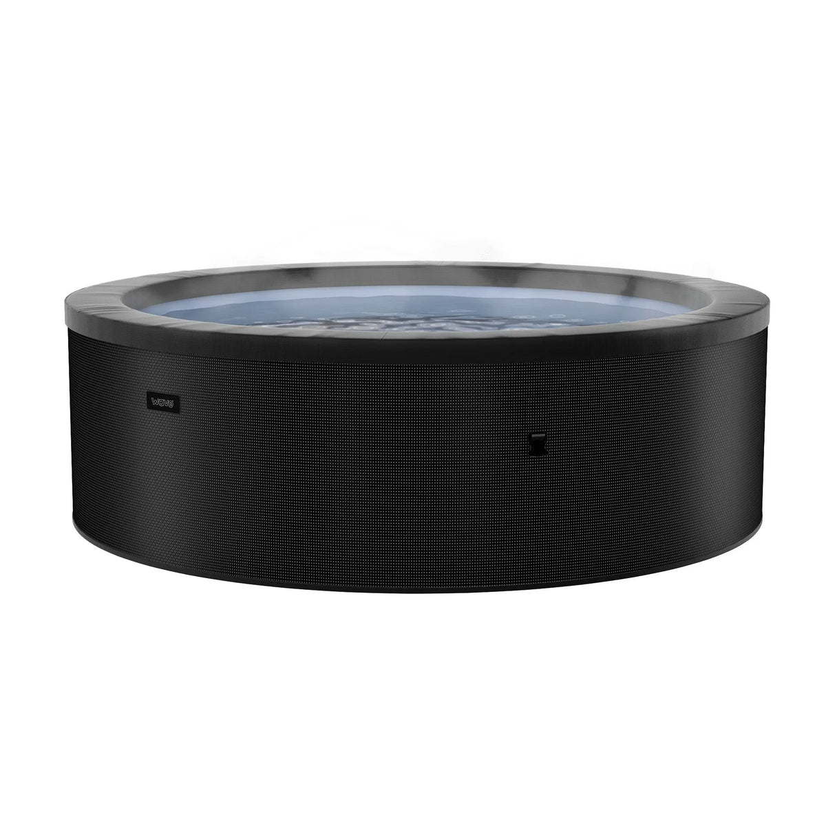 Zoppinh Wave Tahoe 4-6 person round eco foam hot tub with built-in integrated heater in charcoal color, showcasing its spacious interior.