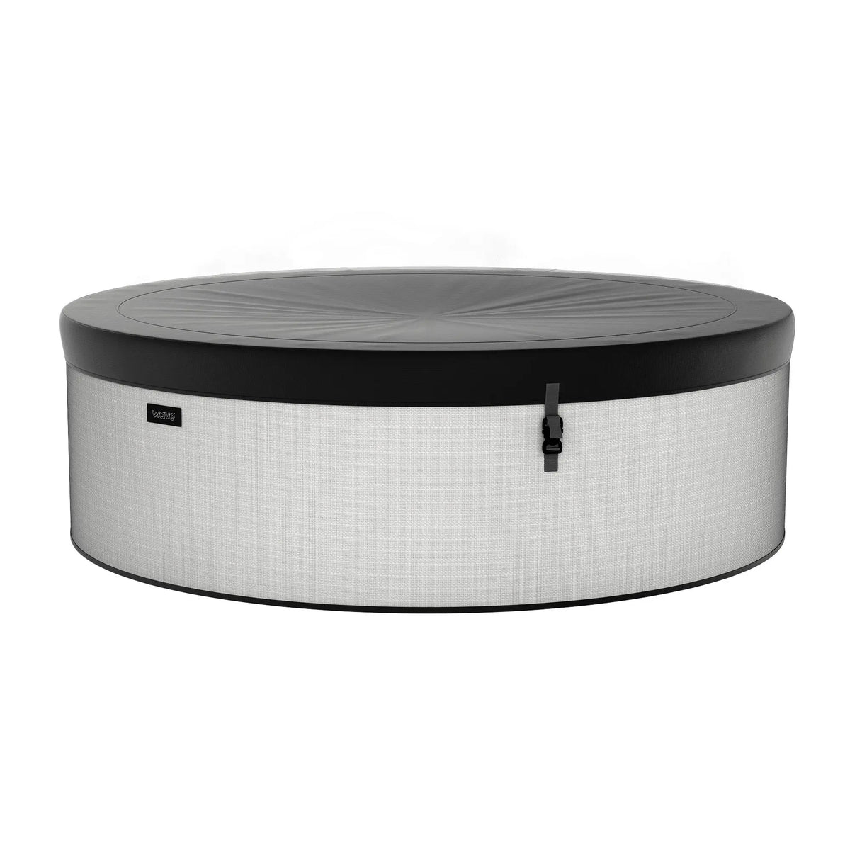Zoppinh Wave Tahoe 4-6 person round eco foam hot tub with built-in heater and cover, featuring graphite exterior and spacious interior.