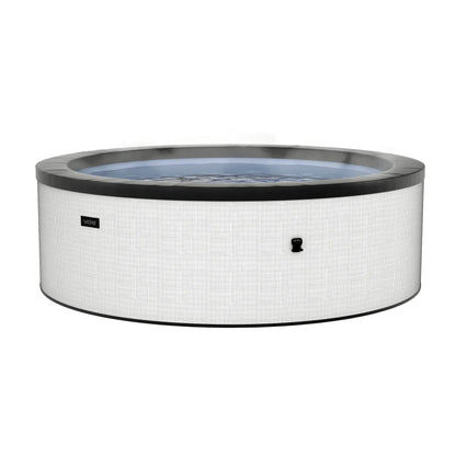 Round Zoppinh Wave Tahoe 4-6 person eco foam hot tub with built-in heater, pebble finish, and spacious seating.