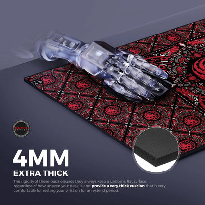 Targaryen house mouse pad by Cybeart featuring a dragon emblem, ideal for gaming setups and computer use.