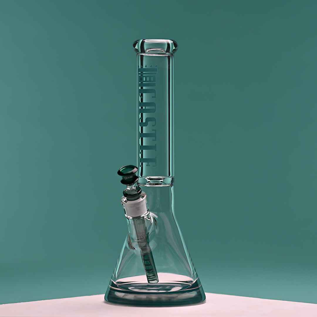 14" 9mm Beaker Bong with Colored Logo