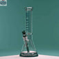 14-inch Castle Glassworks beaker bong with teal logo, 9mm thickness, and a 9-hole downstem on a teal background.
