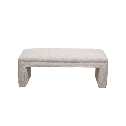Hygge Design House Tera large dining bench with wooden legs and upholstered seat, ideal for modern dining rooms.