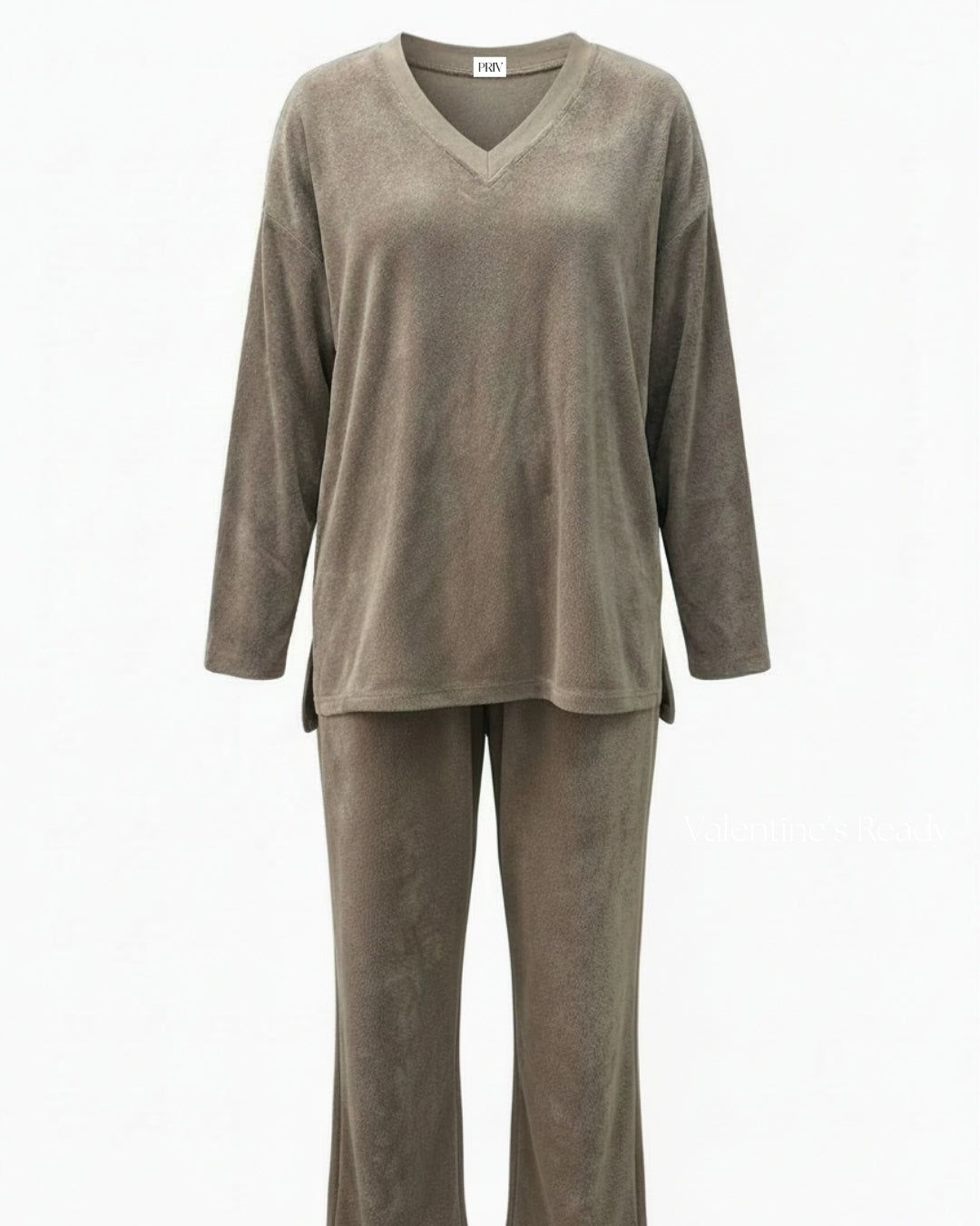 Terry & Co. Relaxed French Terry Lounge Set for Women 2PC in Latte - Shopthatapp.ca