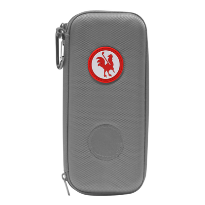 Grey glove case for car glove compartment storage by Canada Red Rooster Golf Inc., designed to organize golf essentials and accessories.