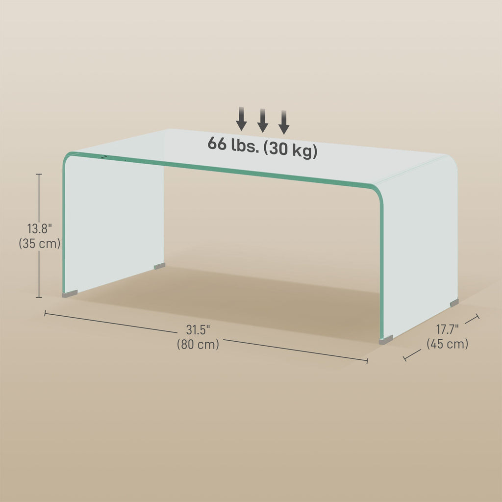 Sage Modern Glass Coffee Table with Safe Rounded Edges - Shopthatapp.ca