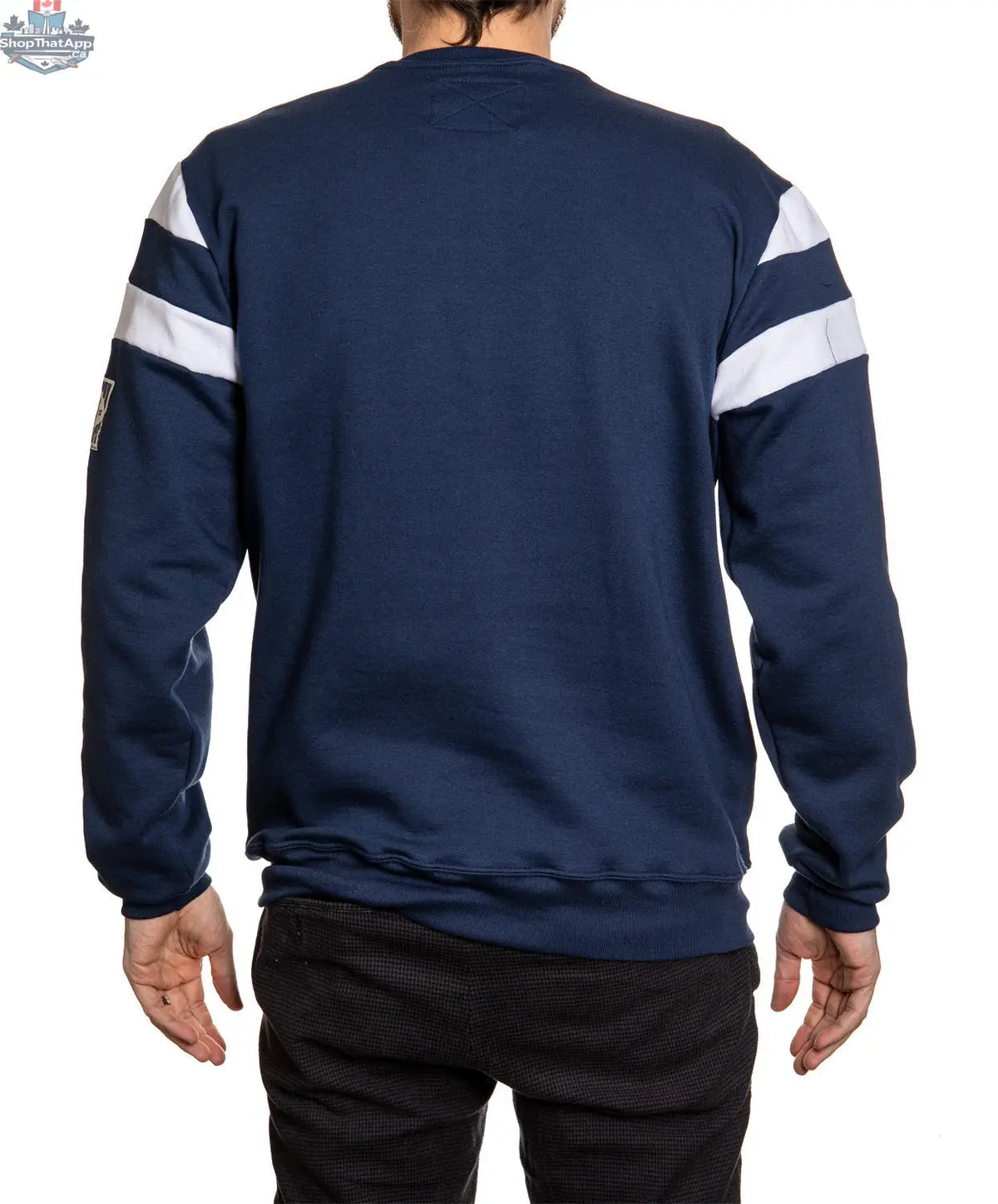 Back view of Calhoun Surf N' Skate Toronto Maple Leafs retro varsity crewneck sweatshirt with team logo and classic design.