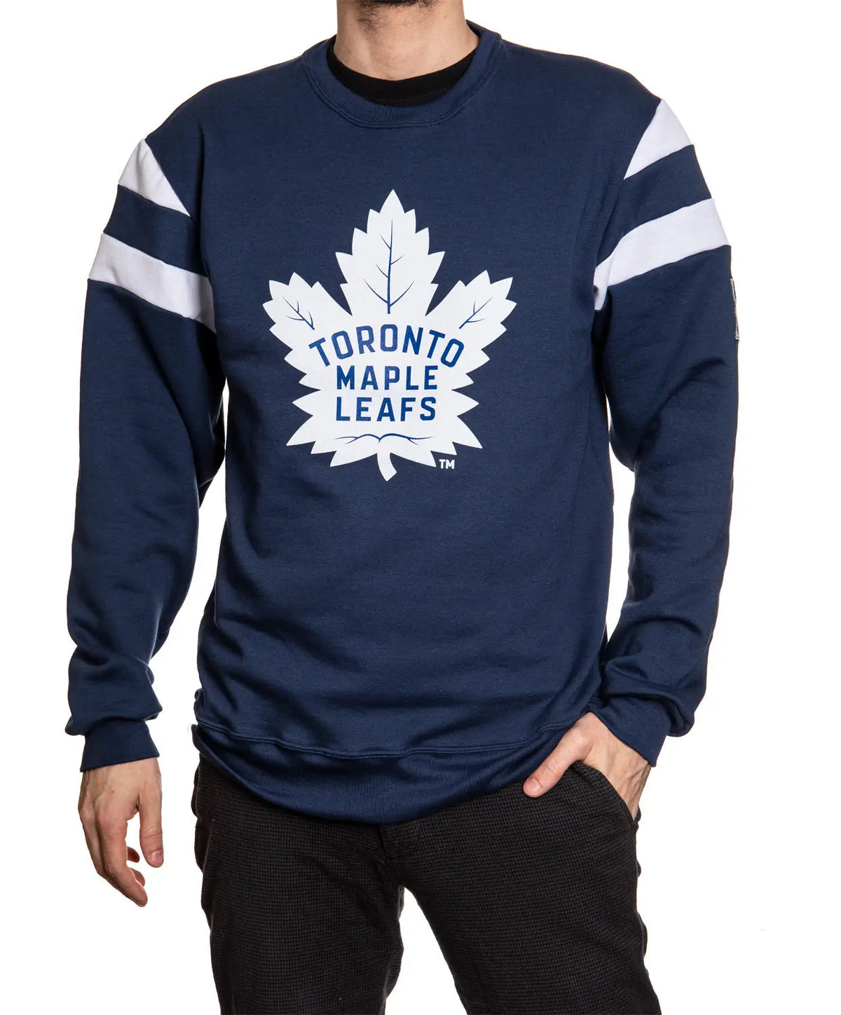 Calhoun Surf N' Skate Toronto Maple Leafs retro varsity crewneck sweatshirt with team logo and classic design.