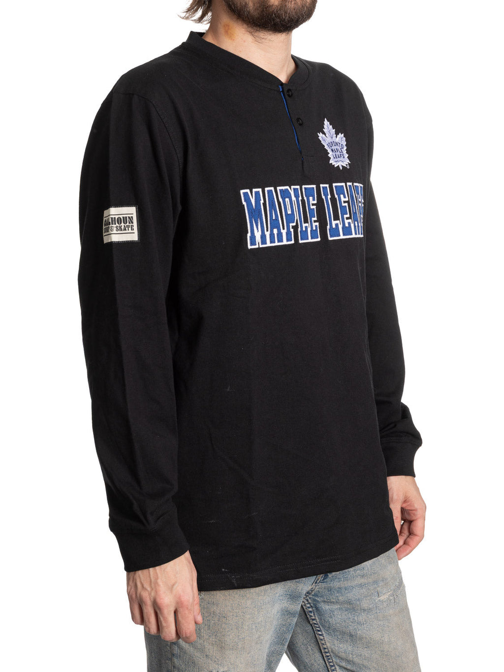 Toronto Maple Leafs Long Sleeve Henley Blackout Edition - Shopthatapp.ca