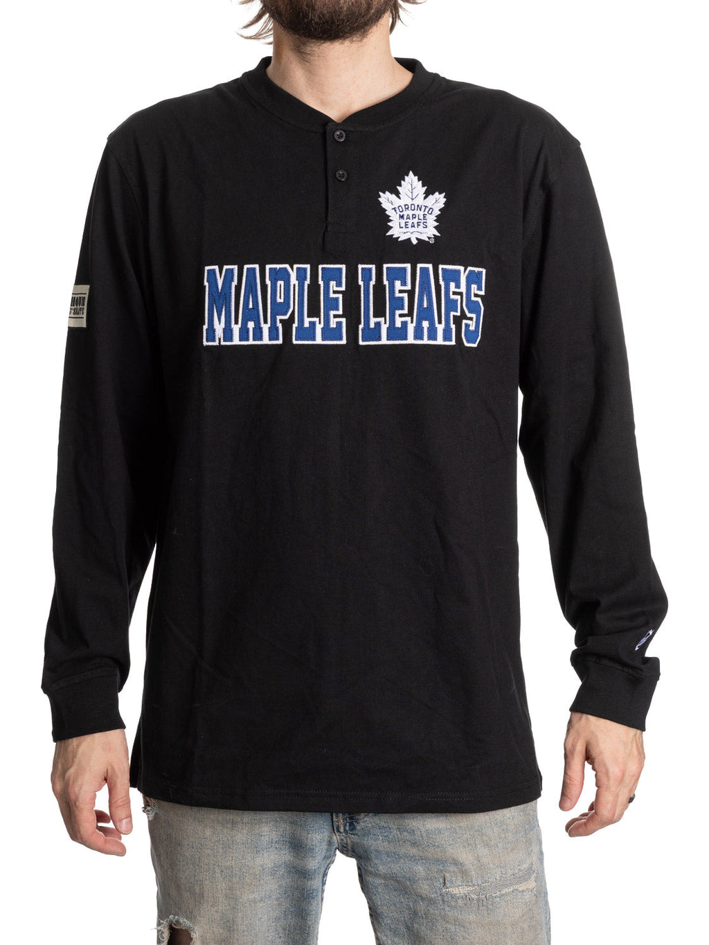 Toronto Maple Leafs Long Sleeve Henley Blackout Edition - Shopthatapp.ca