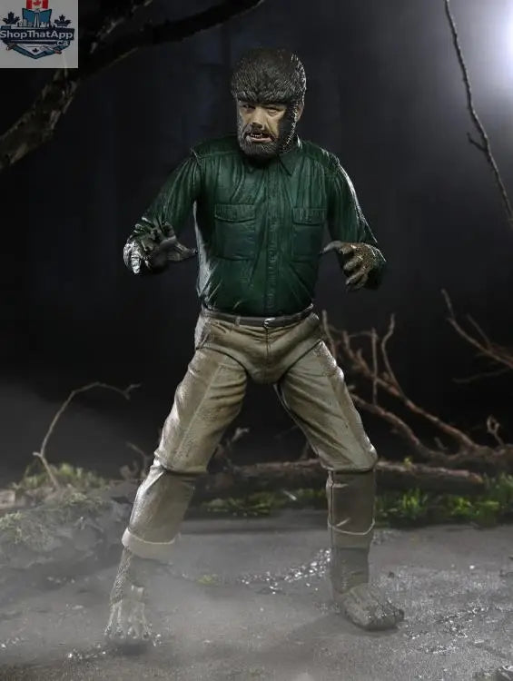 Toy Snowman Universal Monsters Wolf Man collectible figure, detailed toy action figure with classic monster design.