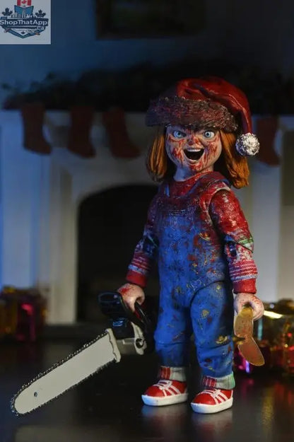 Holiday Edition Chucky action figure by Toy Snowman, detailed collectible toy with festive holiday costume and menacing expression.