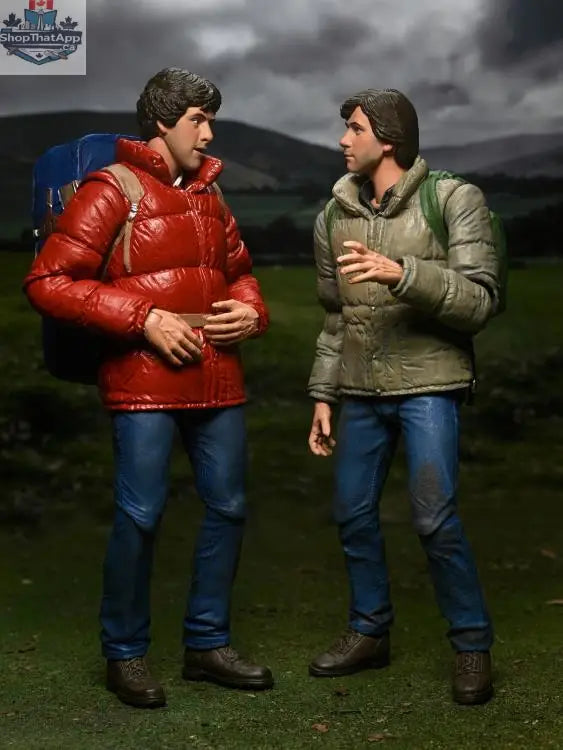 American Werewolf in London action figures of Jack Goodman and David Kessler, collectible Toy Snowman toy set in detailed costumes.