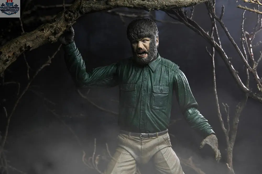 Toy Snowman Wolf Man collectible action figure from Universal Monsters, detailed toy figure with classic monster features.