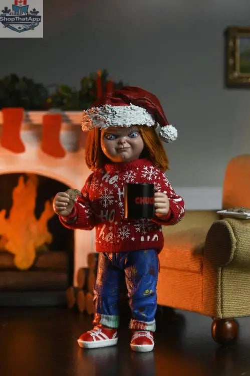 Holiday Edition Chucky action figure by Toy Snowman, detailed collectible toy with festive holiday accessories and features.