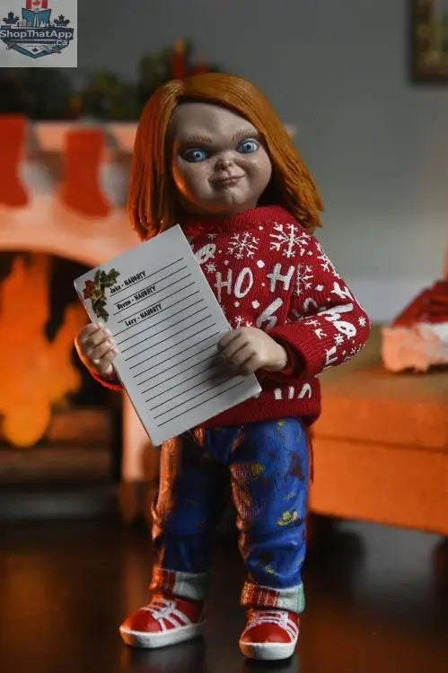 Toy Snowman Chucky Holiday Edition action figure, detailed collectible toy featuring Chucky in holiday-themed attire.