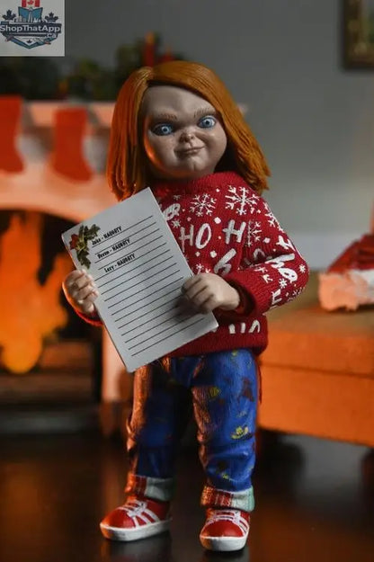 Toy Snowman Chucky Holiday Edition action figure, detailed collectible toy featuring Chucky in holiday-themed attire.