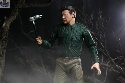 Toy Snowman Universal Monsters Wolf Man collectible action figure with detailed costume and fierce expression, perfect for display.