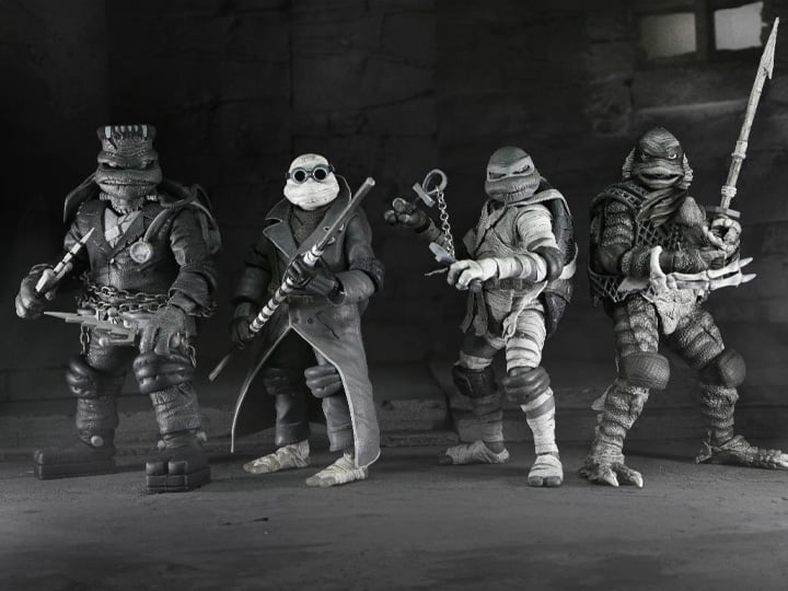 Universal Monsters x Teenage Mutant Ninja Turtles Turtles (Black & White) Action Figure 4-Pack - Www.Shopthatapp.ca