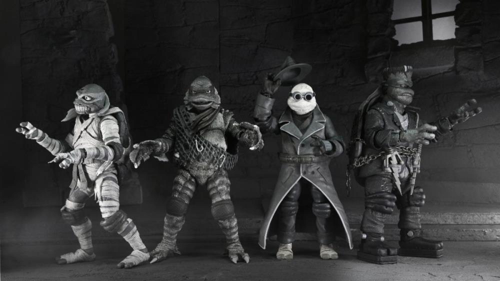 Universal Monsters x Teenage Mutant Ninja Turtles Turtles (Black & White) Action Figure 4-Pack - Www.Shopthatapp.ca