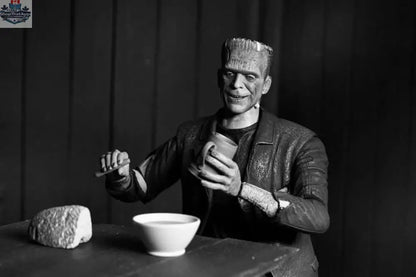 Black and white Bride of Frankenstein action figure by Toy Snowman, collectible toy inspired by Universal Monsters' Frankenstein's Monster.