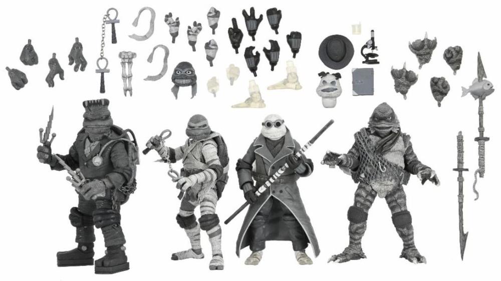 Universal Monsters x Teenage Mutant Ninja Turtles Turtles (Black & White) Action Figure 4-Pack - Www.Shopthatapp.ca