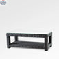 Enclover Trillium coffee table with a sleek tempered glass top and modern wooden base, stylish and functional for living room decor.