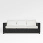 Enclover Trillium sofa with Sunbrella cushions, showcasing a stylish and comfortable living room seating option.