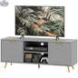 Gray Collins modern TV stand by SLOTH Nation for up to 55-inch TVs, sleek home furniture for living room entertainment.
