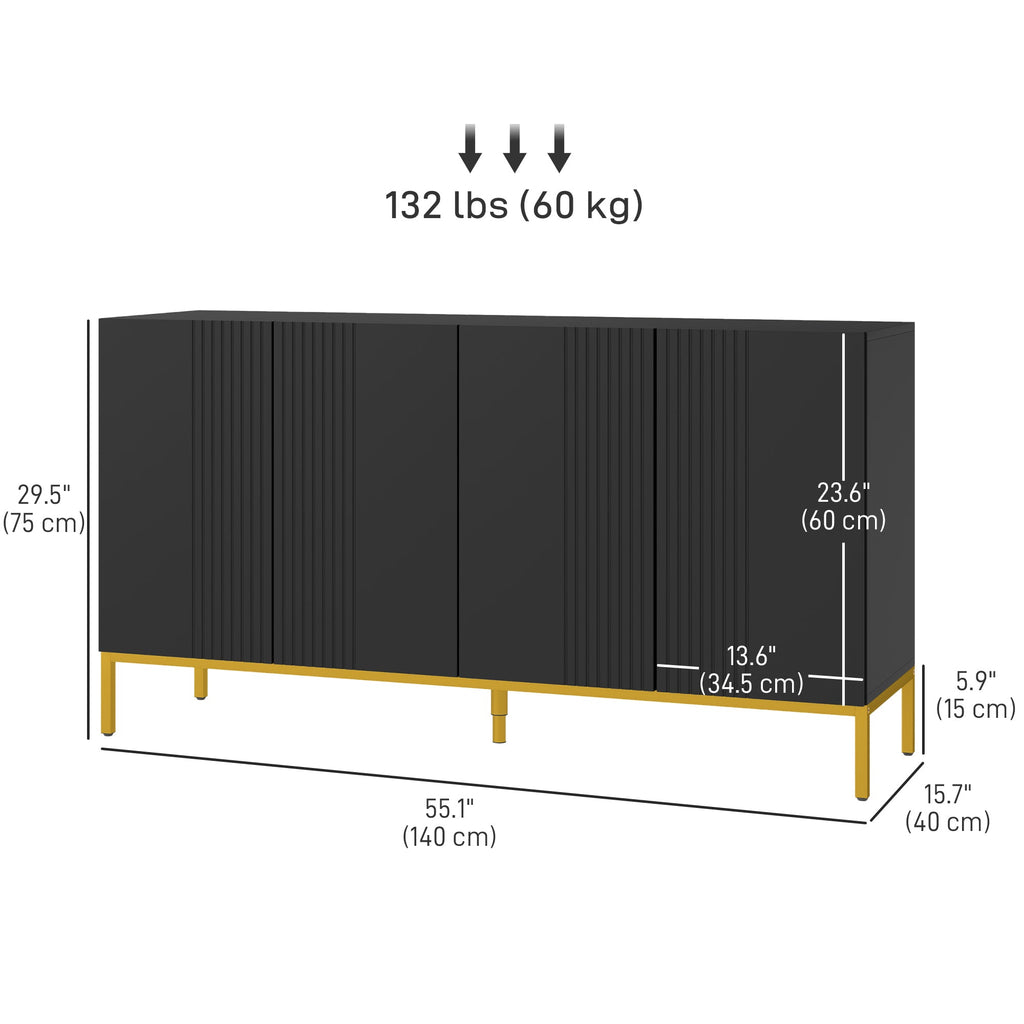 Brooklyn Sideboard/Kitchen Buffet Cabinet with Adjustable Shelves-Black - Shopthatapp.ca