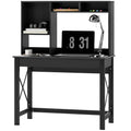 Sloan Computer Desk with Hutch and Storage Shelves-Black