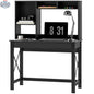 Black Sloan computer desk with hutch and storage shelves, office furniture by SLOTH Nation, featuring workspace and organizational features.
