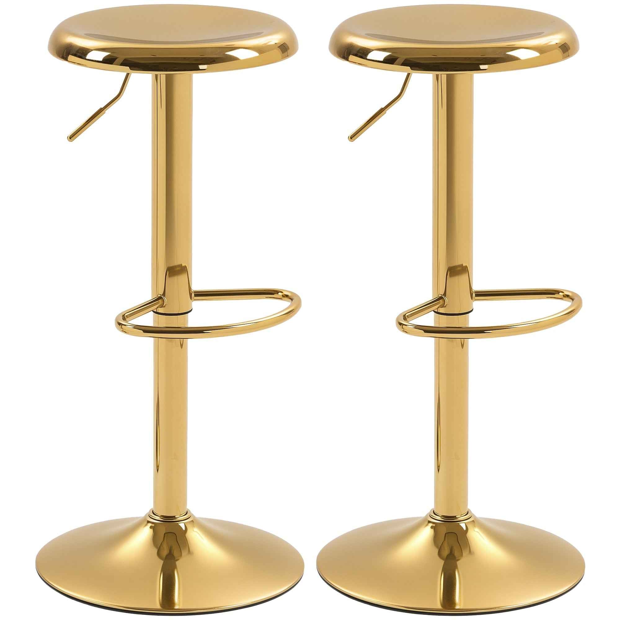 Canmore Modern Adjustable Counter/Bar Stools with Swivel-Set of 2-Gold