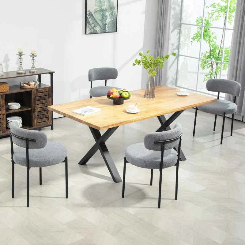 Cruz Modern Dining Chairs with Berber-Fleece Back-Set of 4-Grey