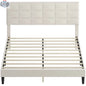 Cream white Harper queen size bed frame with upholstered headboard by SLOTH Nation, showcasing a modern bedroom furniture design.